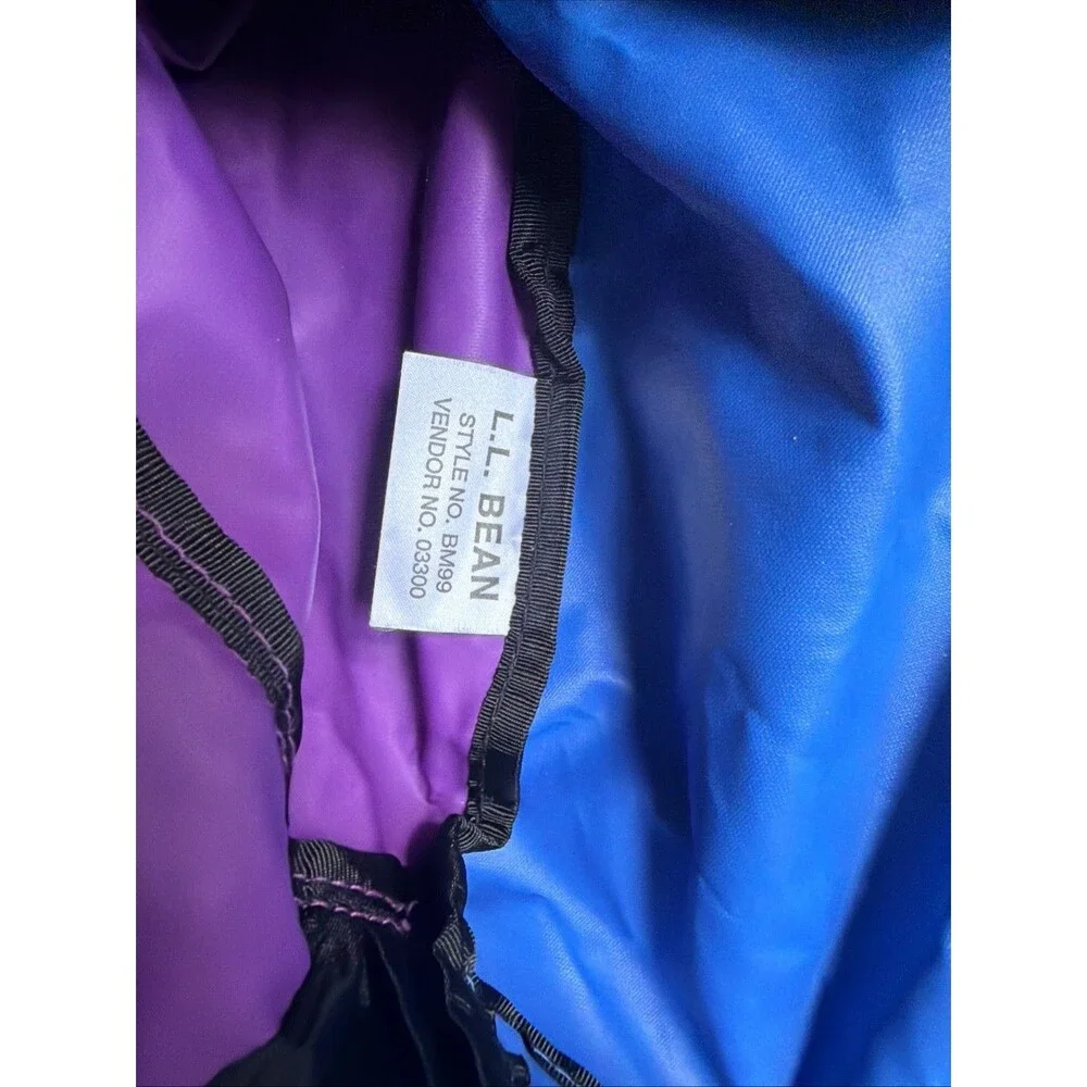 Vintage LL BEAN Duffle Bag W/ Sunrise Mountain Logo Blue Purple Large Camp Large